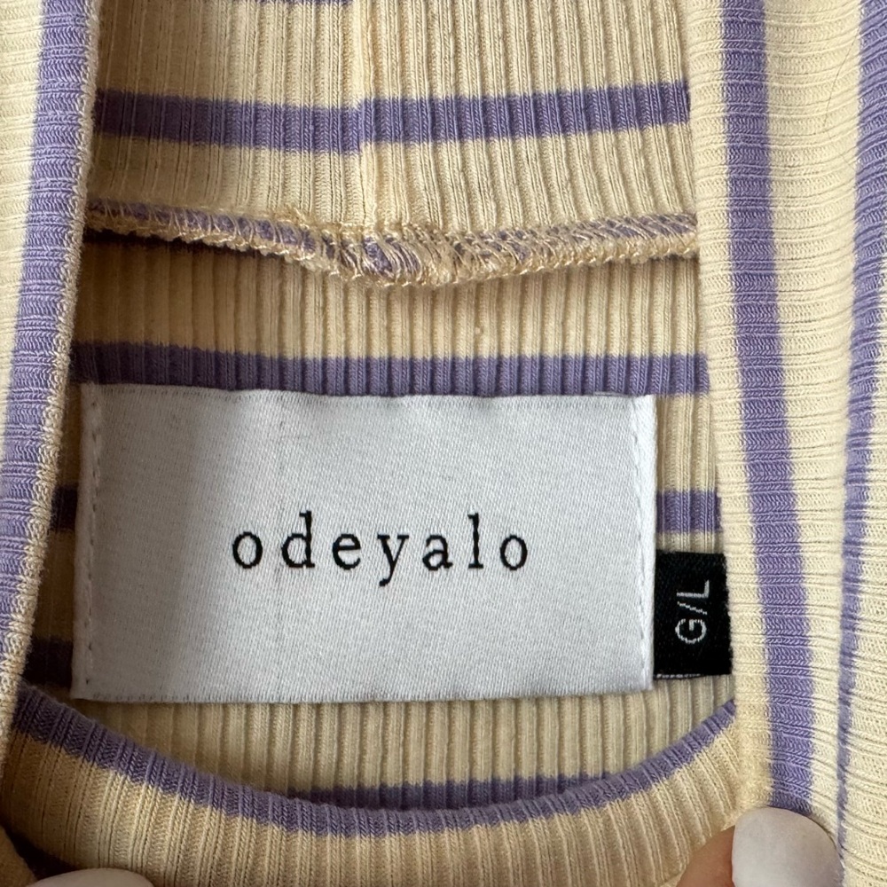 Odeyalo ribbed stripe turtleneck top - NWOT - Canadian slow fashion - L large - Picture 3 of 3